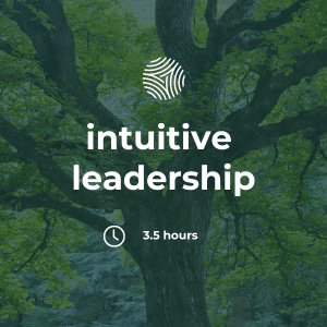 tree in the background with the words intuitive leadership, the SIY Global logo, and note that the course is 3.5 hours