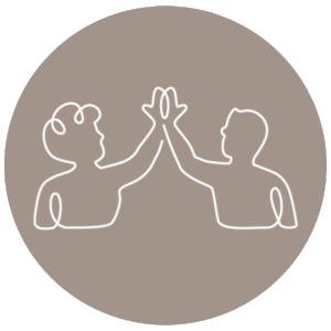 icon of two team members giving a high-five